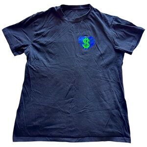 Black T-Shirt with Blue and Green Dollar Sign